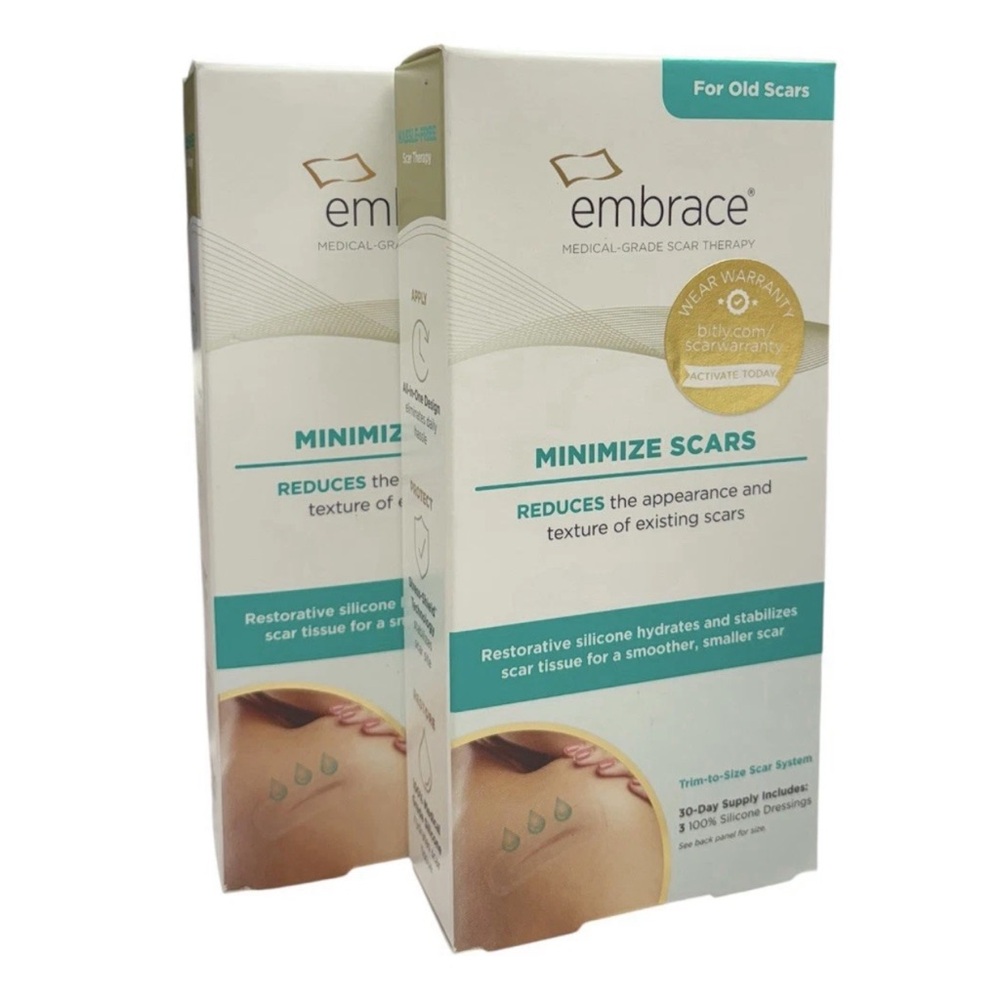 (2) Embrace Minimize Scars for Old Scars, 4.7” Silicone Scar Sheets 30 Day